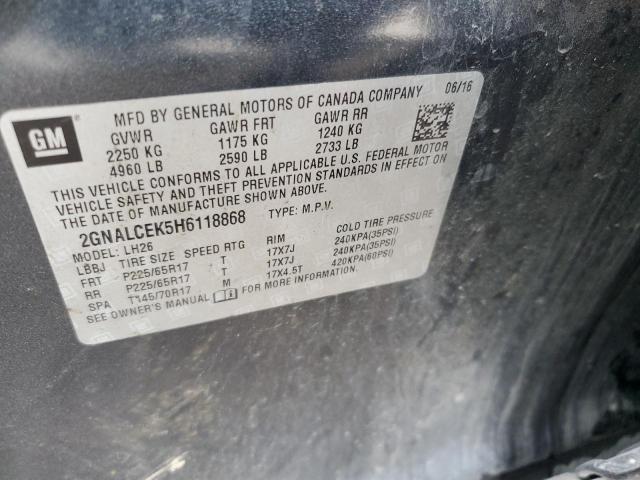 Photo 11 VIN: 2GNALCEK5H6118868 - CHEVROLET EQUINOX LT 