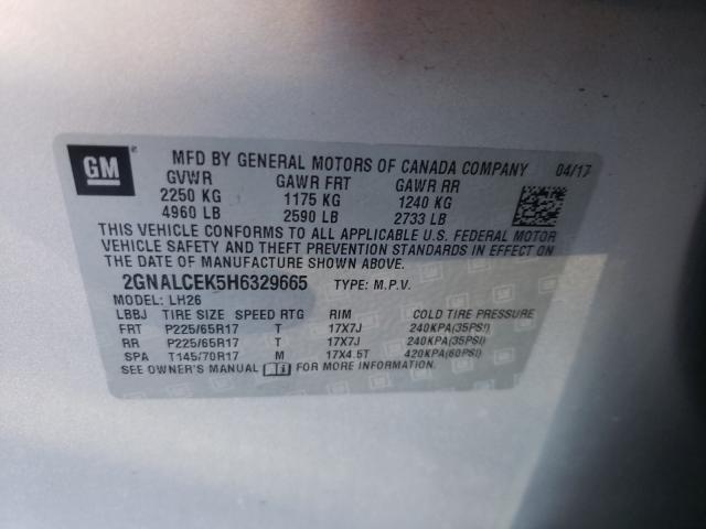 Photo 9 VIN: 2GNALCEK5H6329665 - CHEVROLET EQUINOX LT 