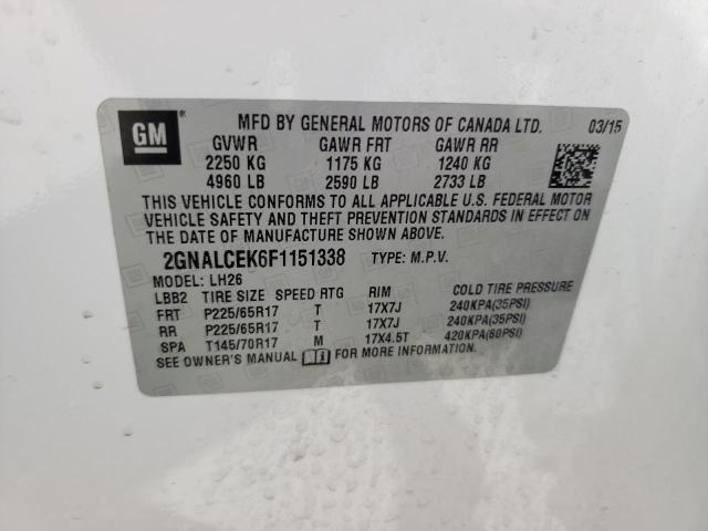 Photo 12 VIN: 2GNALCEK6F1151338 - CHEVROLET EQUINOX LT 