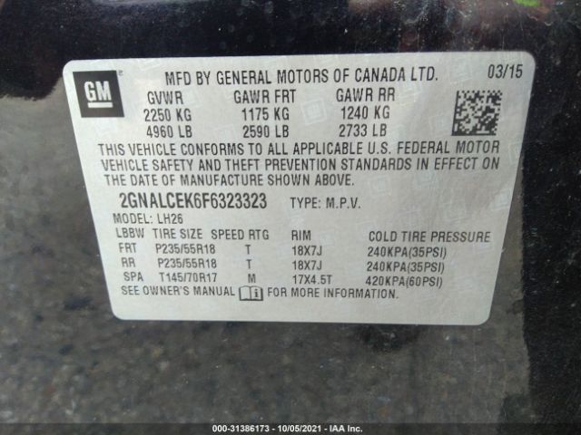 Photo 8 VIN: 2GNALCEK6F6323323 - CHEVROLET EQUINOX 