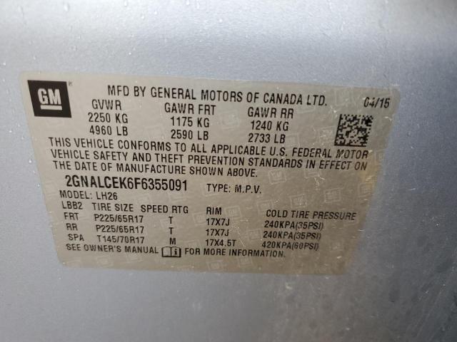 Photo 12 VIN: 2GNALCEK6F6355091 - CHEVROLET EQUINOX LT 