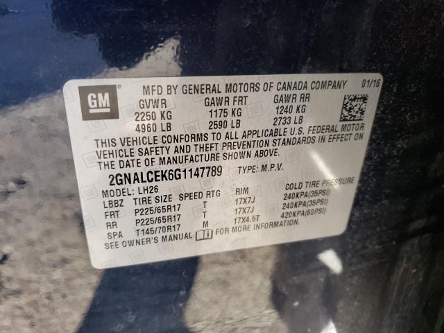 Photo 9 VIN: 2GNALCEK6G1147789 - CHEVROLET EQUINOX LT 