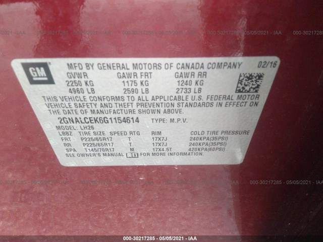 Photo 8 VIN: 2GNALCEK6G1154614 - CHEVROLET EQUINOX 