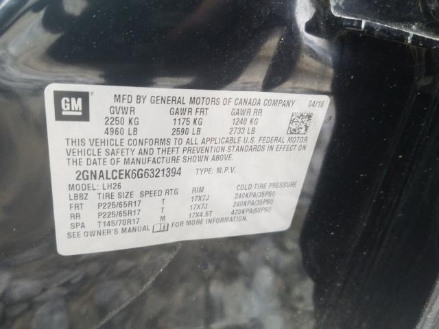 Photo 9 VIN: 2GNALCEK6G6321394 - CHEVROLET EQUINOX LT 