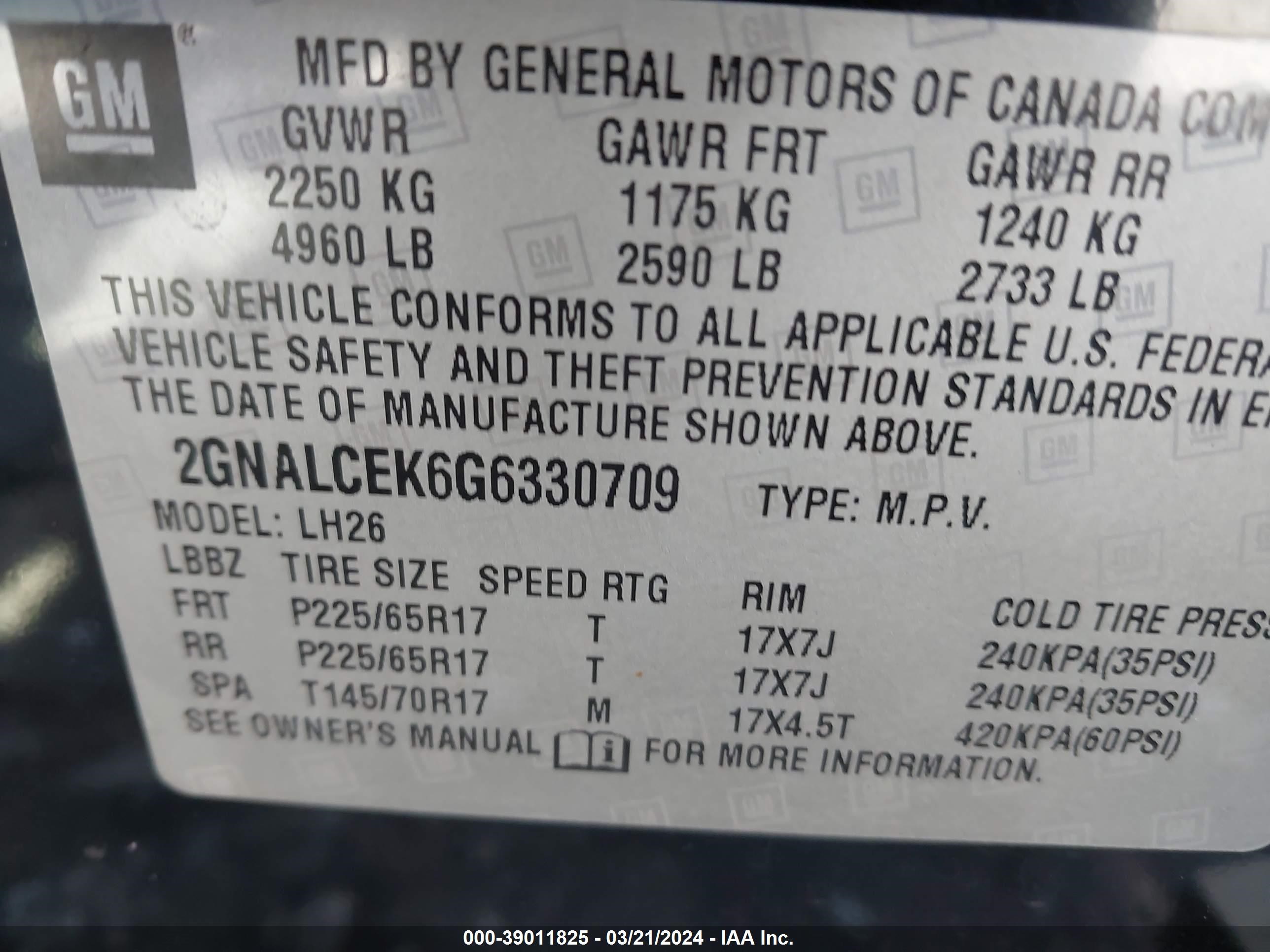 Photo 8 VIN: 2GNALCEK6G6330709 - CHEVROLET EQUINOX 