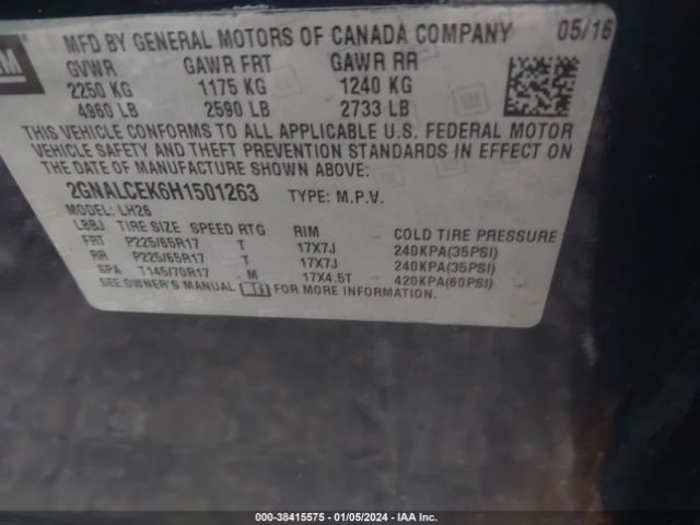 Photo 8 VIN: 2GNALCEK6H1501263 - CHEVROLET EQUINOX 