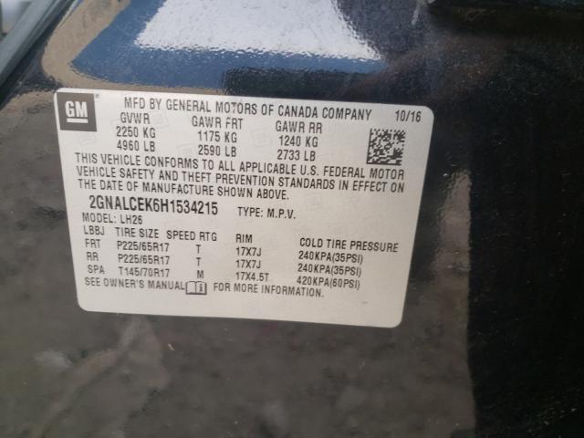 Photo 9 VIN: 2GNALCEK6H1534215 - CHEVROLET EQUINOX LT 