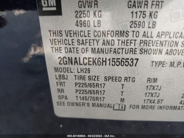 Photo 8 VIN: 2GNALCEK6H1556537 - CHEVROLET EQUINOX 