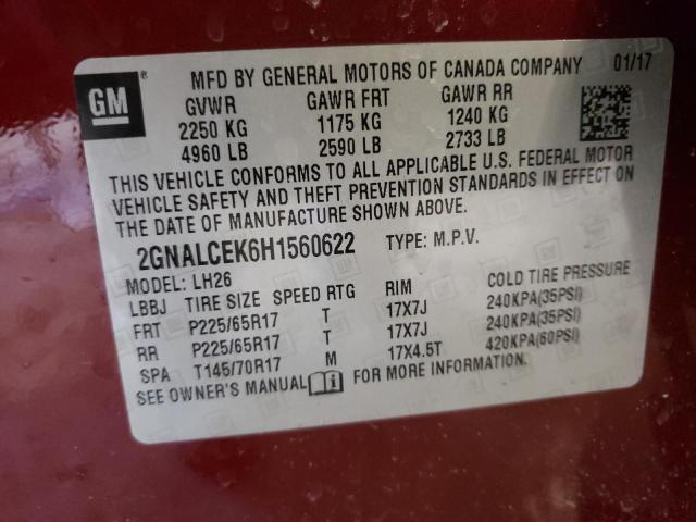 Photo 9 VIN: 2GNALCEK6H1560622 - CHEVROLET EQUINOX LT 