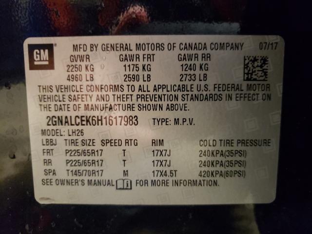 Photo 9 VIN: 2GNALCEK6H1617983 - CHEVROLET EQUINOX LT 