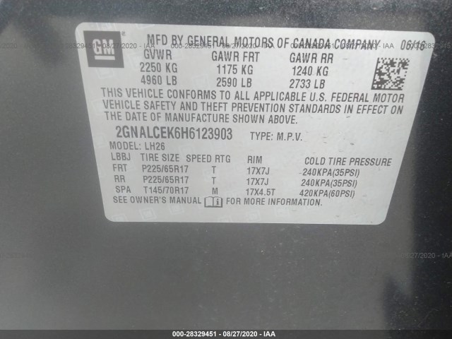 Photo 8 VIN: 2GNALCEK6H6123903 - CHEVROLET EQUINOX 