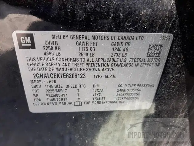 Photo 13 VIN: 2GNALCEK7E6206123 - CHEVROLET EQUINOX 