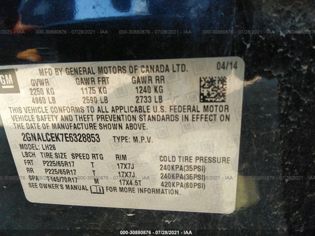 Photo 8 VIN: 2GNALCEK7E6328853 - CHEVROLET EQUINOX 