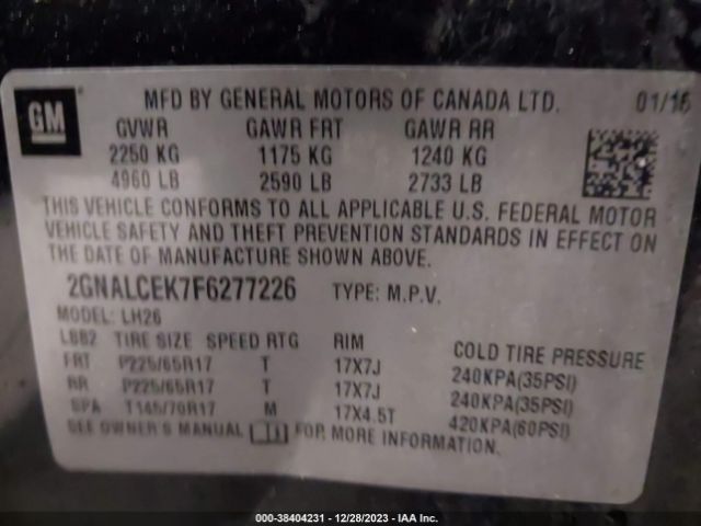 Photo 8 VIN: 2GNALCEK7F6277226 - CHEVROLET EQUINOX 