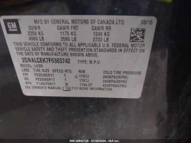 Photo 8 VIN: 2GNALCEK7F6383742 - CHEVROLET EQUINOX 