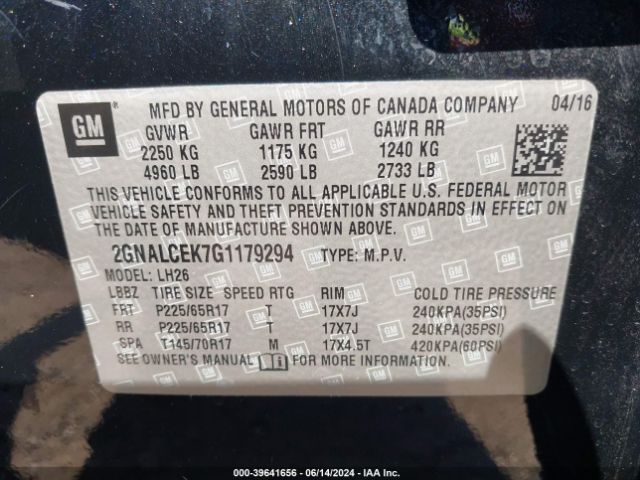 Photo 8 VIN: 2GNALCEK7G1179294 - CHEVROLET EQUINOX 