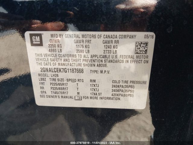 Photo 8 VIN: 2GNALCEK7G1187668 - CHEVROLET EQUINOX 