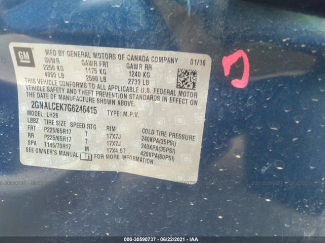 Photo 8 VIN: 2GNALCEK7G6246415 - CHEVROLET EQUINOX 