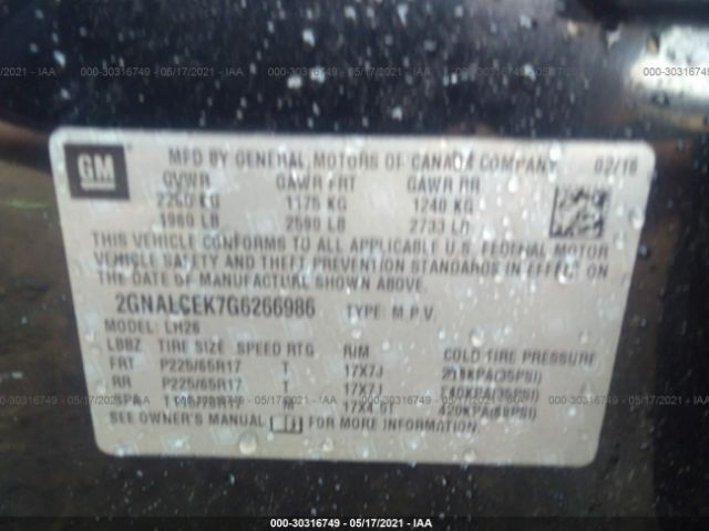 Photo 8 VIN: 2GNALCEK7G6266986 - CHEVROLET EQUINOX 