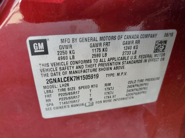 Photo 12 VIN: 2GNALCEK7H1505919 - CHEVROLET EQUINOX LT 