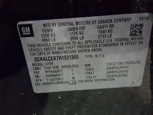 Photo 9 VIN: 2GNALCEK7H1531369 - CHEVROLET EQUINOX LT 