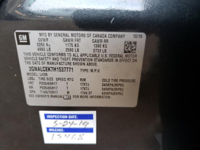 Photo 9 VIN: 2GNALCEK7H1537771 - CHEVROLET EQUINOX LT 