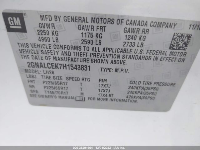 Photo 8 VIN: 2GNALCEK7H1543831 - CHEVROLET EQUINOX 