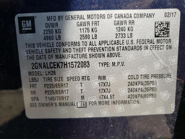 Photo 13 VIN: 2GNALCEK7H1572083 - CHEVROLET EQUINOX LT 