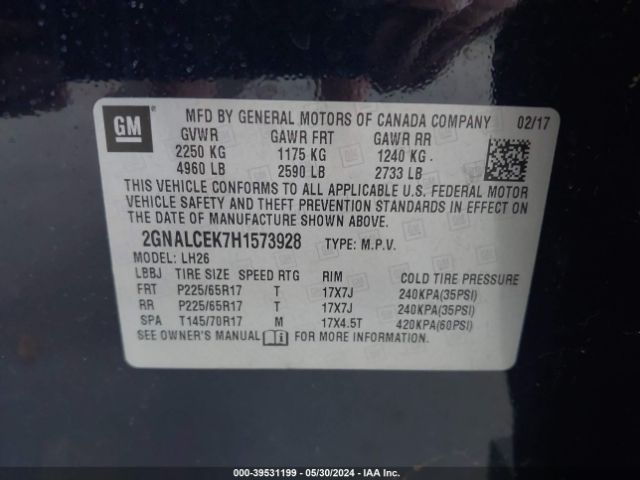 Photo 8 VIN: 2GNALCEK7H1573928 - CHEVROLET EQUINOX 