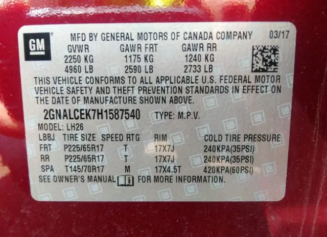 Photo 8 VIN: 2GNALCEK7H1587540 - CHEVROLET EQUINOX 