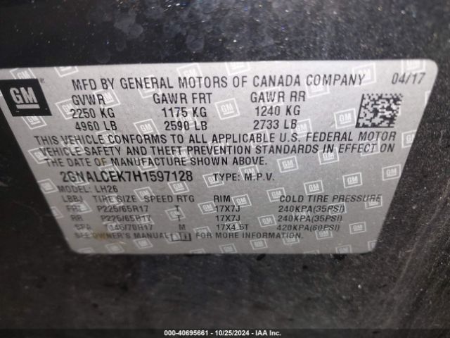 Photo 8 VIN: 2GNALCEK7H1597128 - CHEVROLET EQUINOX 