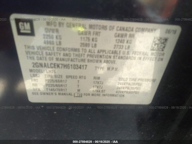 Photo 8 VIN: 2GNALCEK7H6103417 - CHEVROLET EQUINOX 