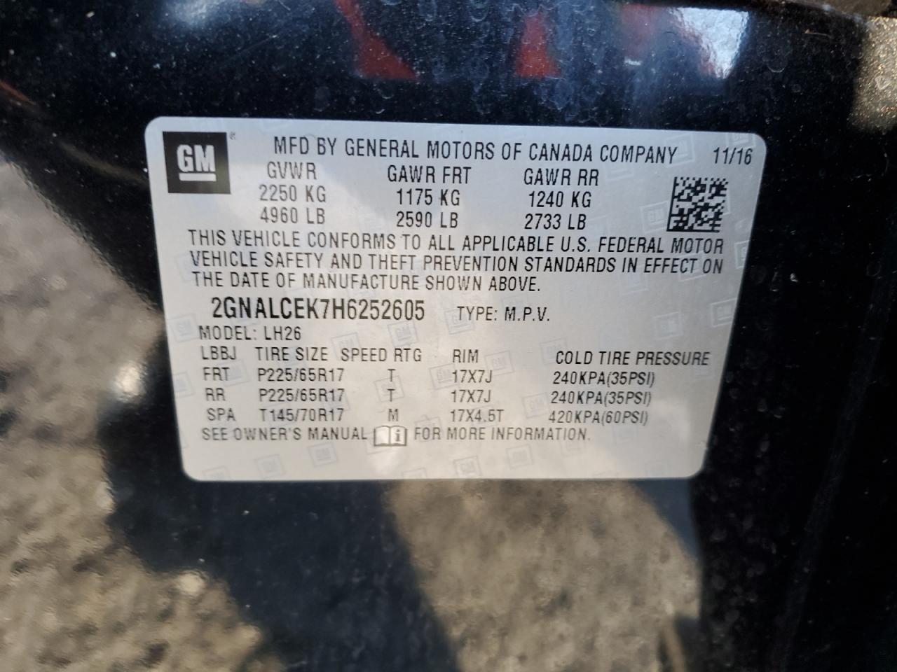 Photo 12 VIN: 2GNALCEK7H6252605 - CHEVROLET EQUINOX 