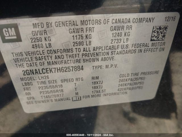 Photo 8 VIN: 2GNALCEK7H6257884 - CHEVROLET EQUINOX 