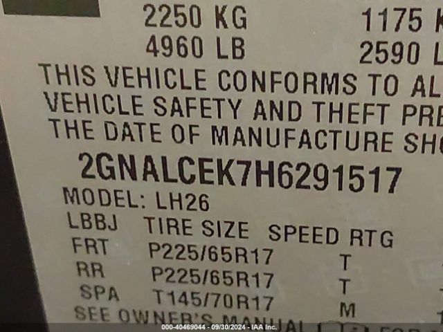 Photo 8 VIN: 2GNALCEK7H6291517 - CHEVROLET EQUINOX 