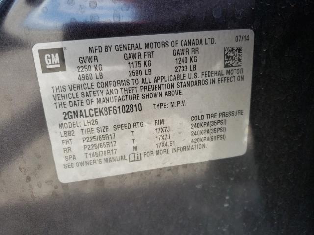 Photo 9 VIN: 2GNALCEK8F6102810 - CHEVROLET EQUINOX LT 