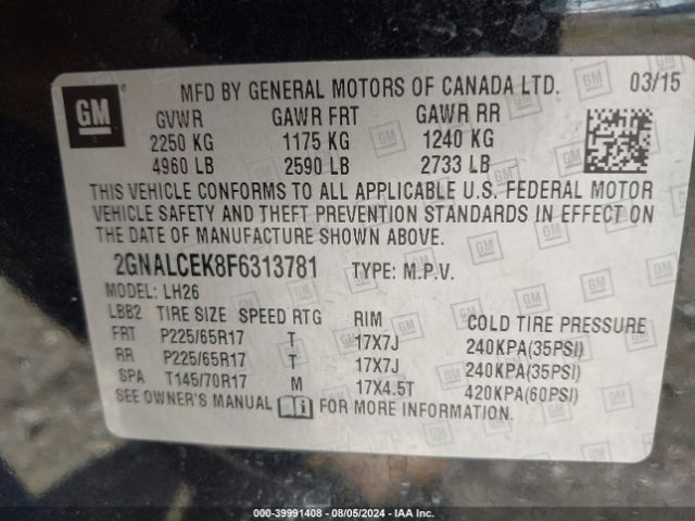 Photo 8 VIN: 2GNALCEK8F6313781 - CHEVROLET EQUINOX 