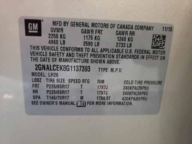 Photo 11 VIN: 2GNALCEK8G1137393 - CHEVROLET EQUINOX 