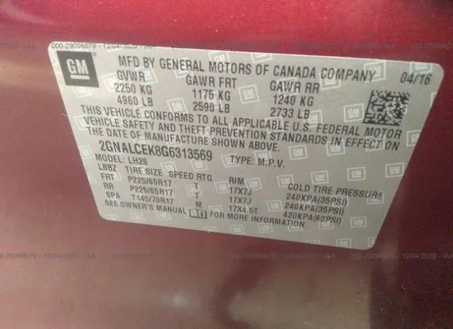 Photo 8 VIN: 2GNALCEK8G6313569 - CHEVROLET EQUINOX 