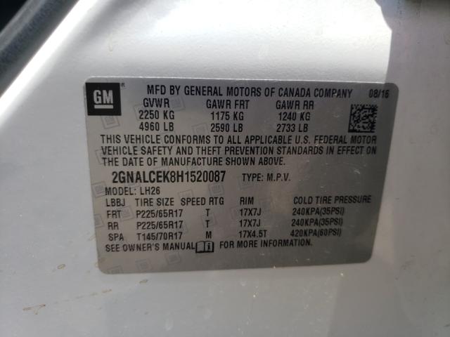 Photo 9 VIN: 2GNALCEK8H1520087 - CHEVROLET EQUINOX LT 