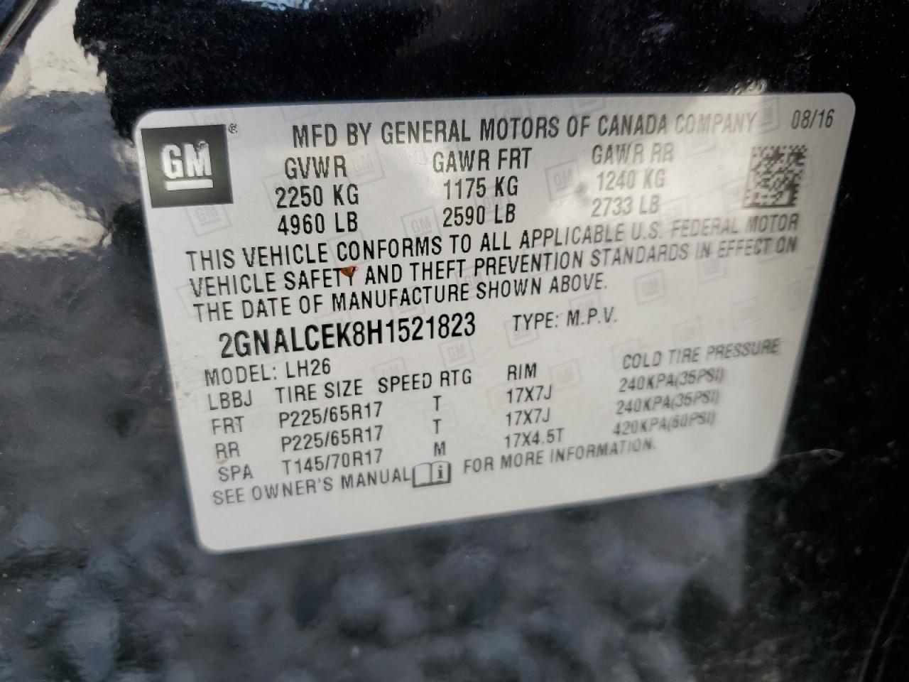 Photo 13 VIN: 2GNALCEK8H1521823 - CHEVROLET EQUINOX 