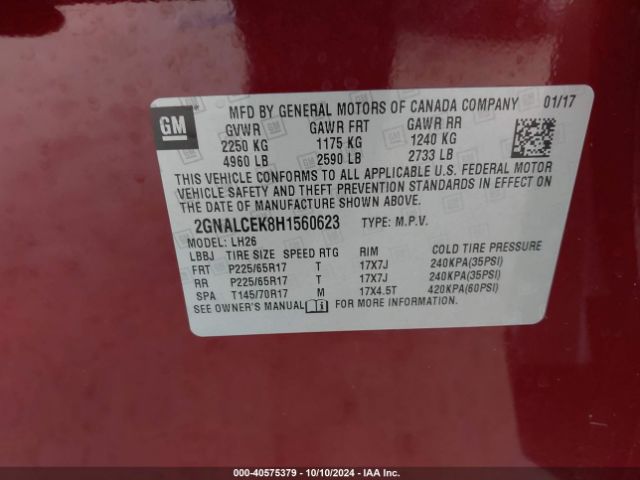 Photo 8 VIN: 2GNALCEK8H1560623 - CHEVROLET EQUINOX 