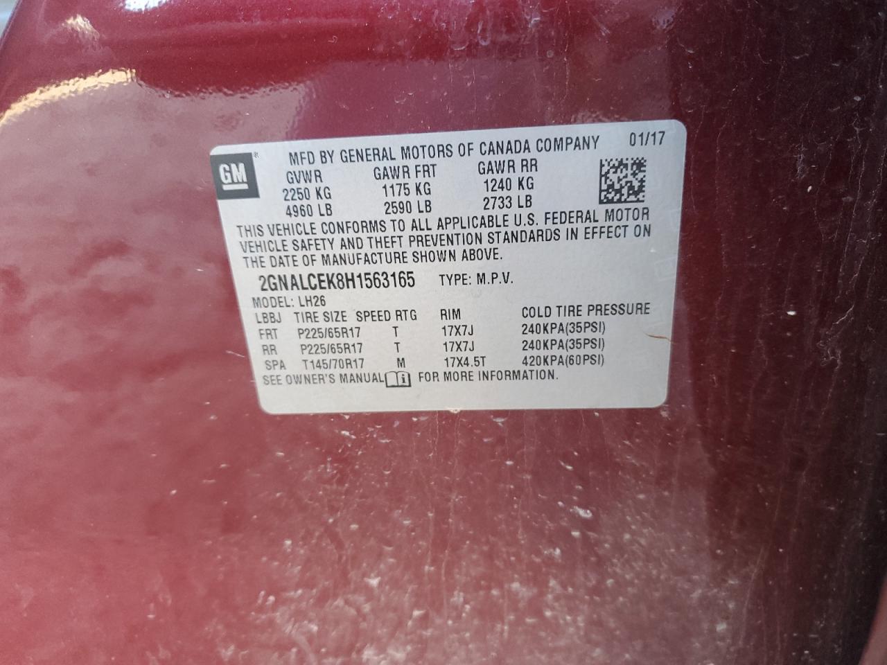 Photo 11 VIN: 2GNALCEK8H1563165 - CHEVROLET EQUINOX 