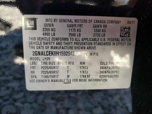 Photo 9 VIN: 2GNALCEK8H1592942 - CHEVROLET EQUINOX LT 