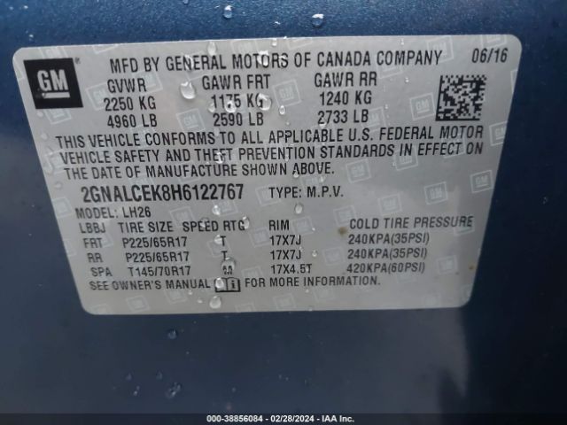 Photo 8 VIN: 2GNALCEK8H6122767 - CHEVROLET EQUINOX 