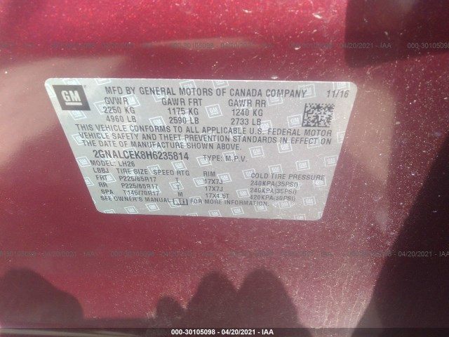 Photo 8 VIN: 2GNALCEK8H6235814 - CHEVROLET EQUINOX 