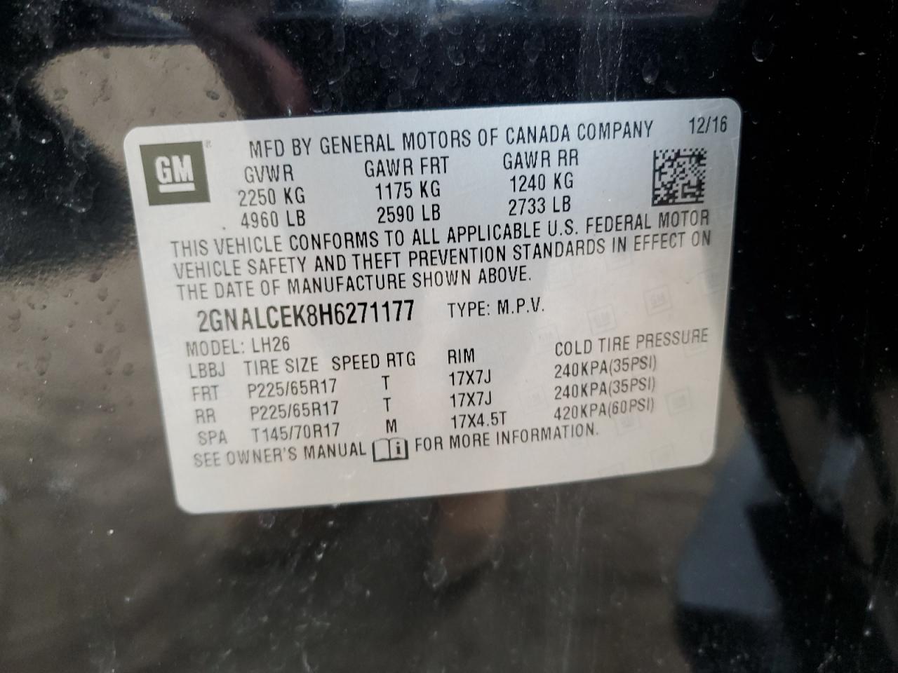 Photo 11 VIN: 2GNALCEK8H6271177 - CHEVROLET EQUINOX 