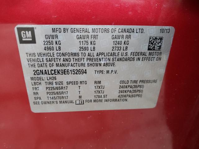 Photo 12 VIN: 2GNALCEK9E6152694 - CHEVROLET EQUINOX LT 