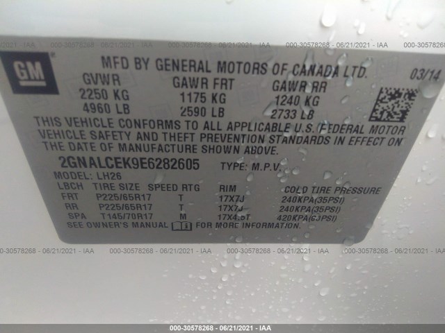 Photo 8 VIN: 2GNALCEK9E6282605 - CHEVROLET EQUINOX 