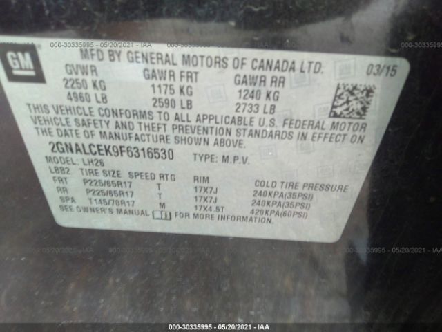 Photo 8 VIN: 2GNALCEK9F6316530 - CHEVROLET EQUINOX 